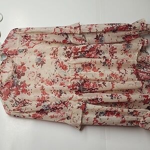 Sundance Floral Sheer Romantic Gardencore Beautiful Blouse Red & Cream Size XXL